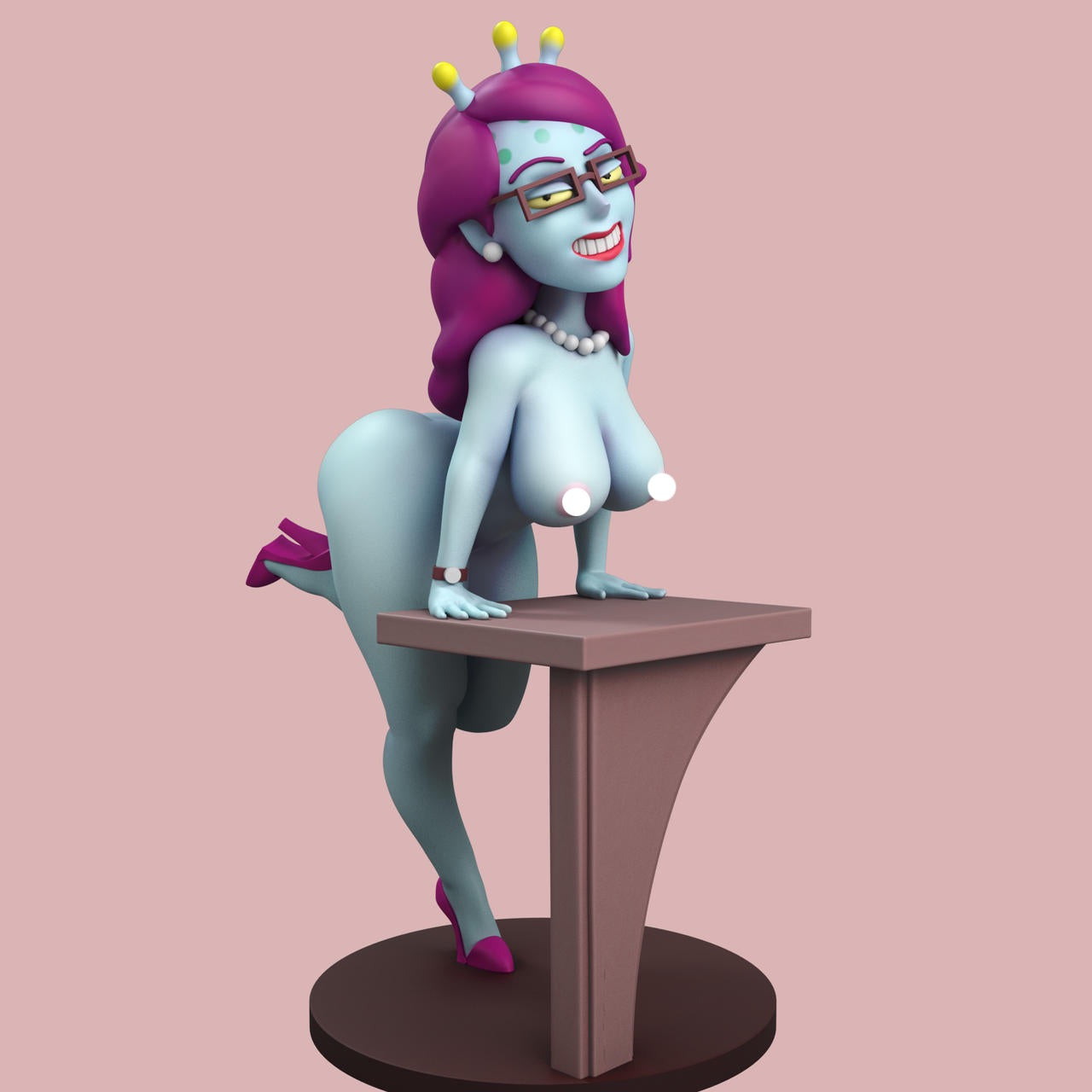 Blue Alien Pinup 3D Resin Figurine Model Kit
