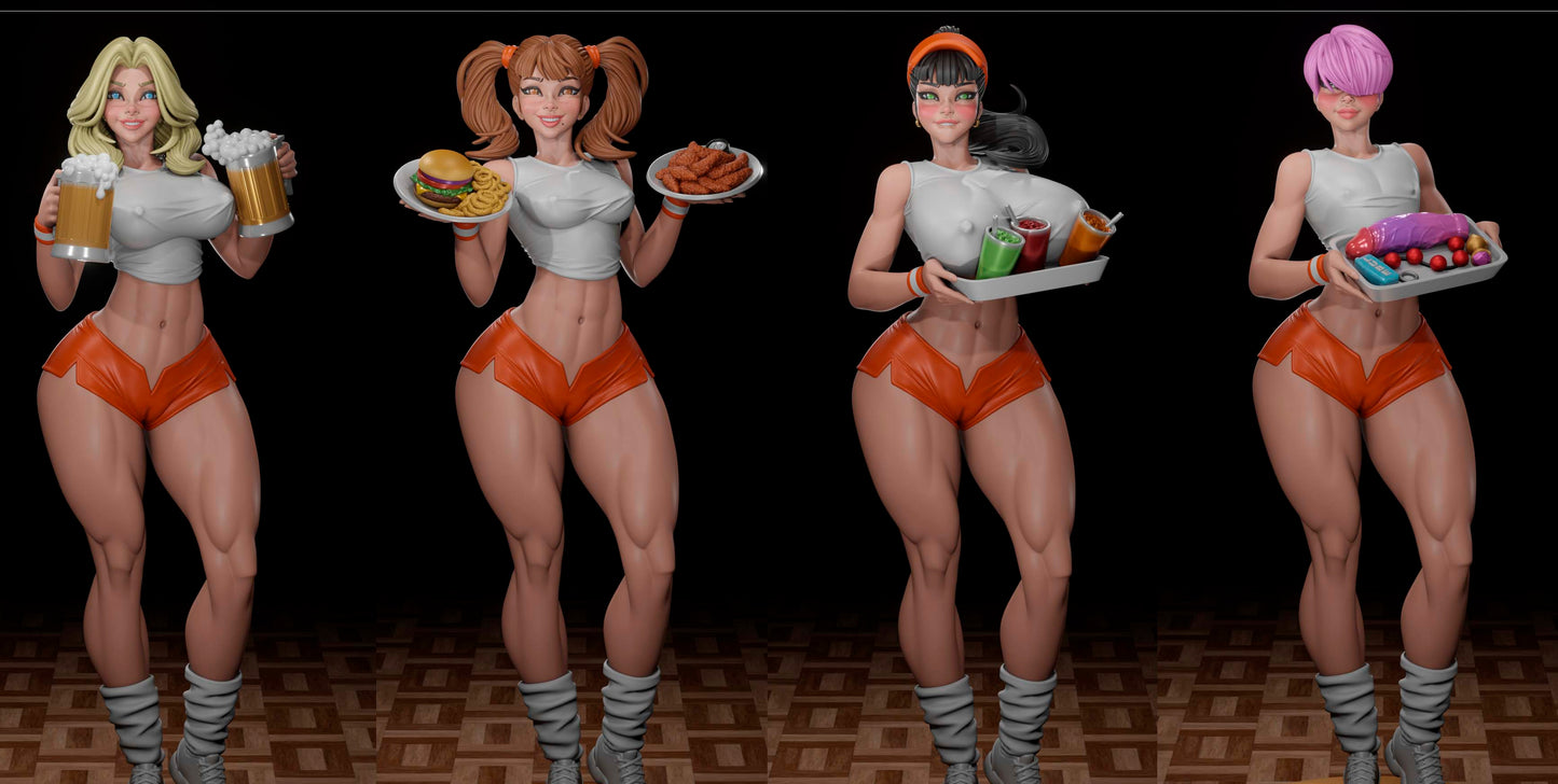 Waitresses Pinup Adult 3D Resin Figurine