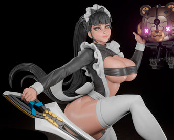 Cyborg Waifu Pinup Adult 3D Resin Figurine