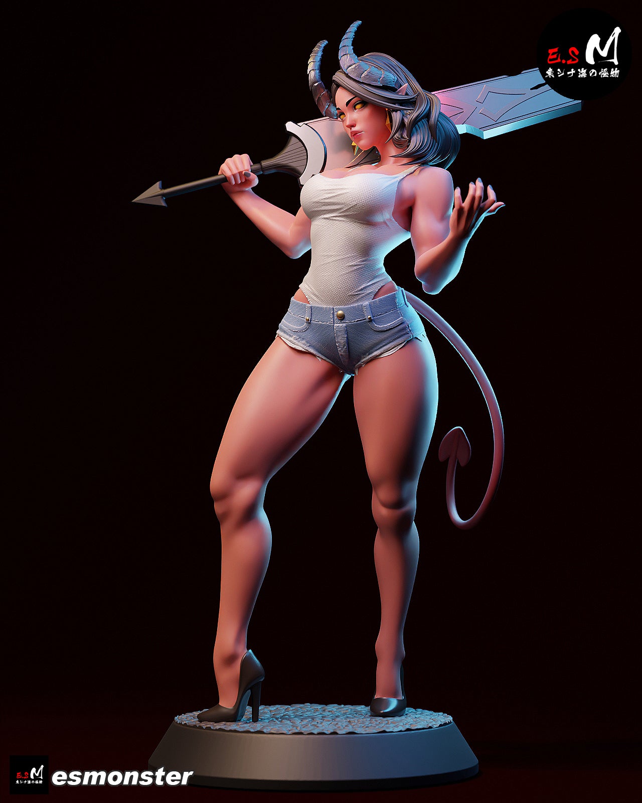 Demon Heroine Girl Adult Pinup 3D Resin Model