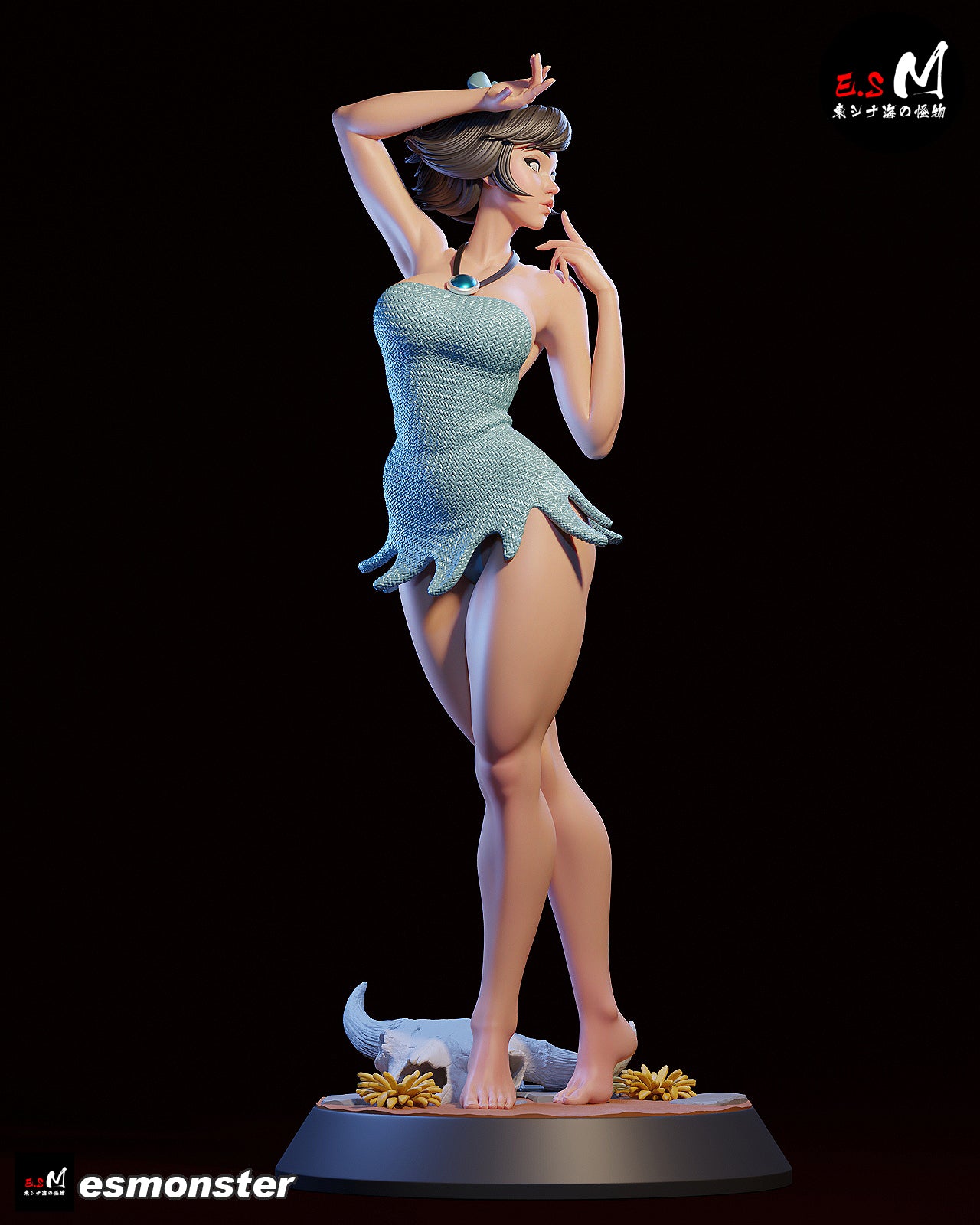 Cavewoman Black Girl Adult Pinup 3D Resin Model