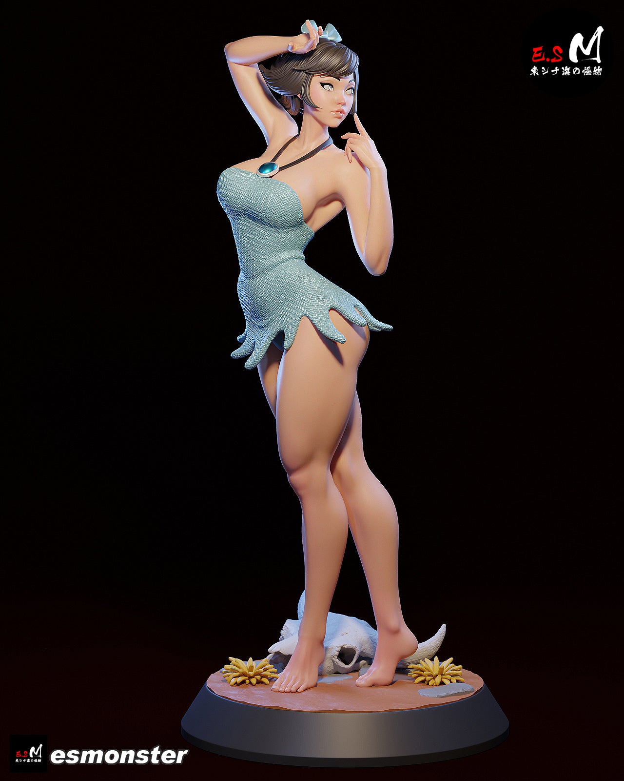 Cavewoman Black Girl Adult Pinup 3D Resin Model