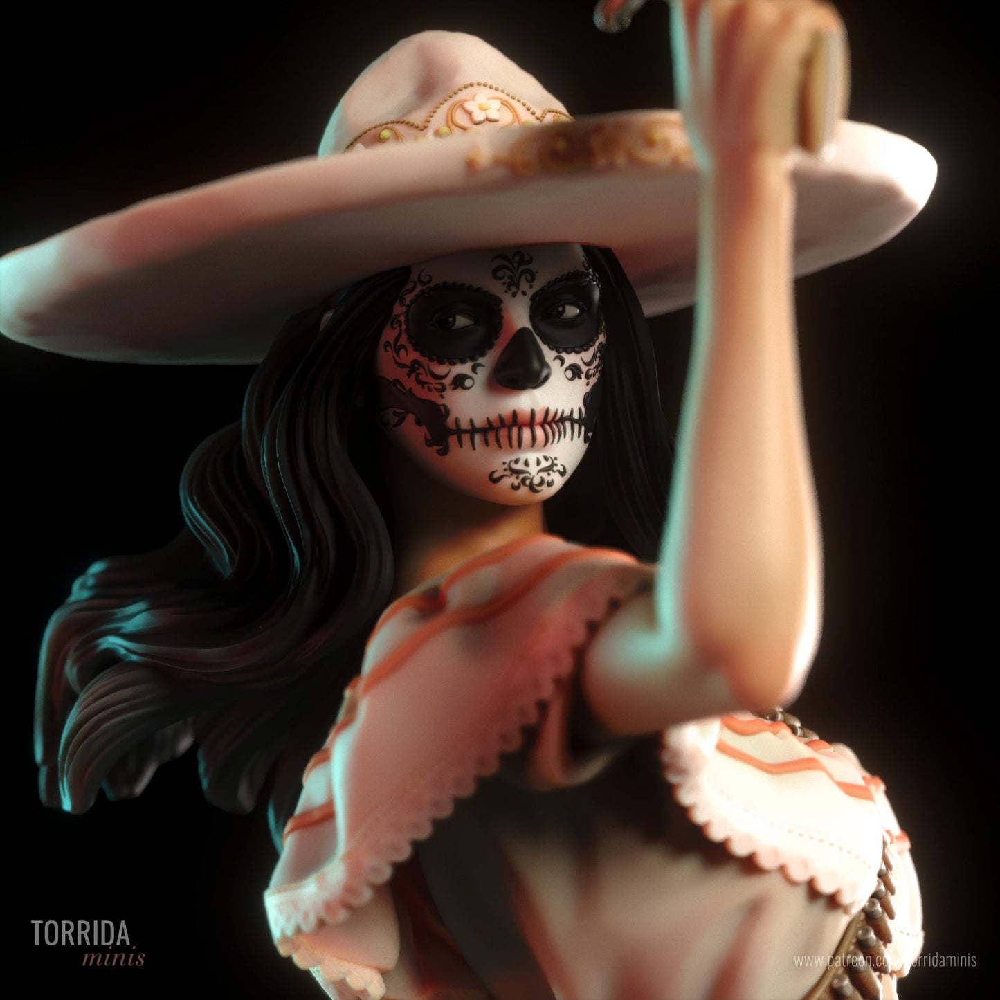 Sugar Skull Adult Pinup 3D Resin Figurine Model Kit