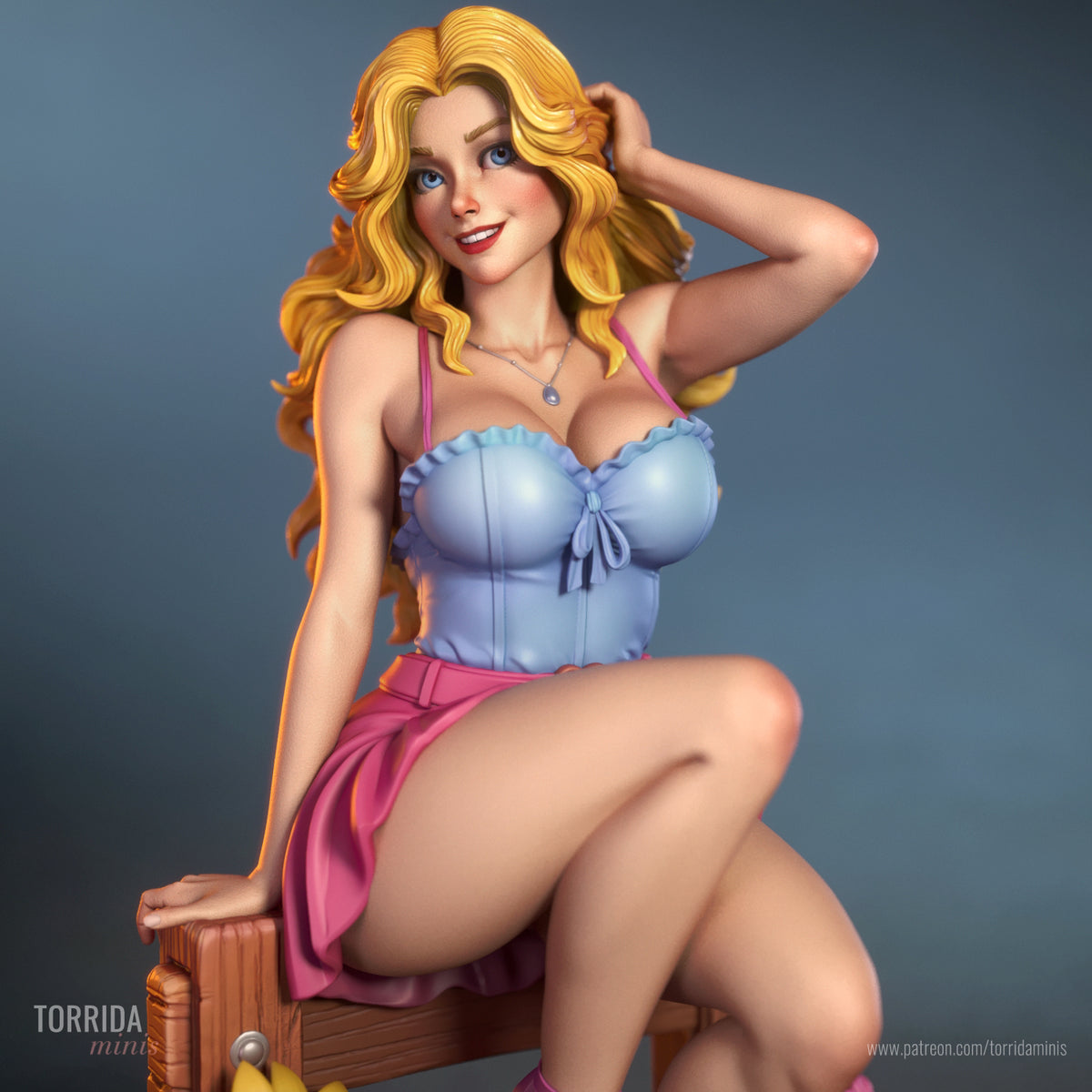 Country Farm Girl Pinup Adult 3D ABS Resin Figurine Model Kit