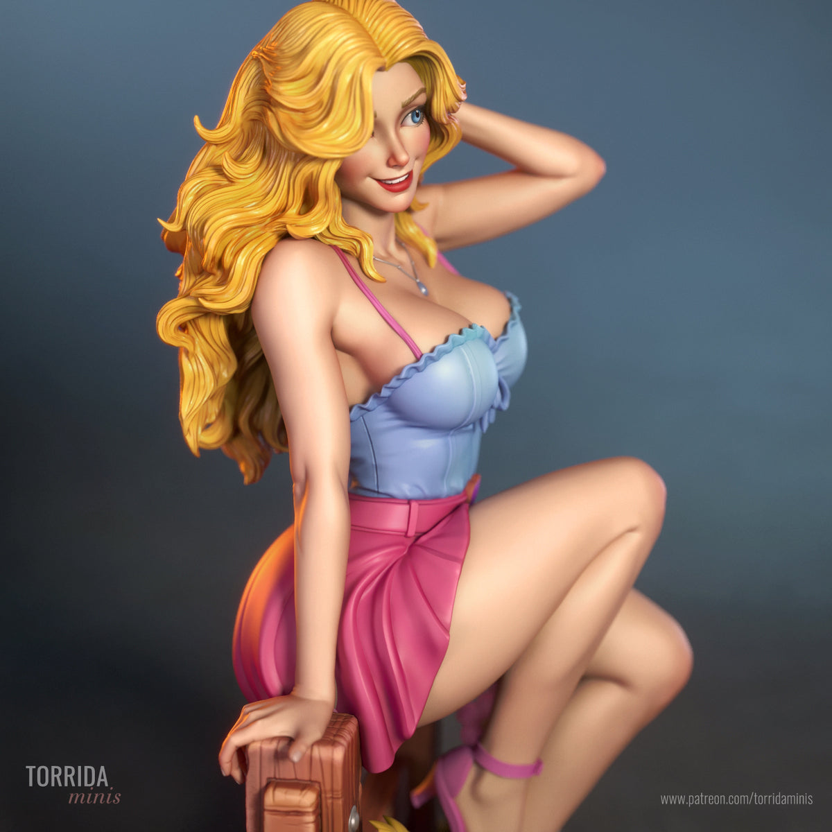 Country Farm Girl Pinup Adult 3D ABS Resin Figurine Model Kit