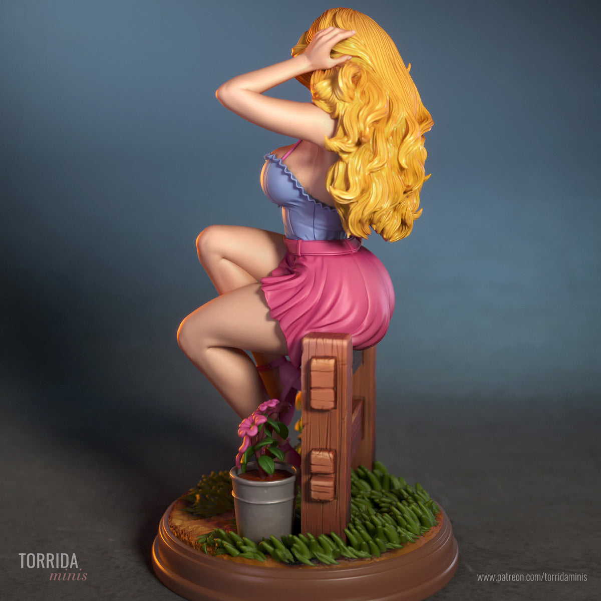 Country Farm Girl Pinup Adult 3D ABS Resin Figurine Model Kit