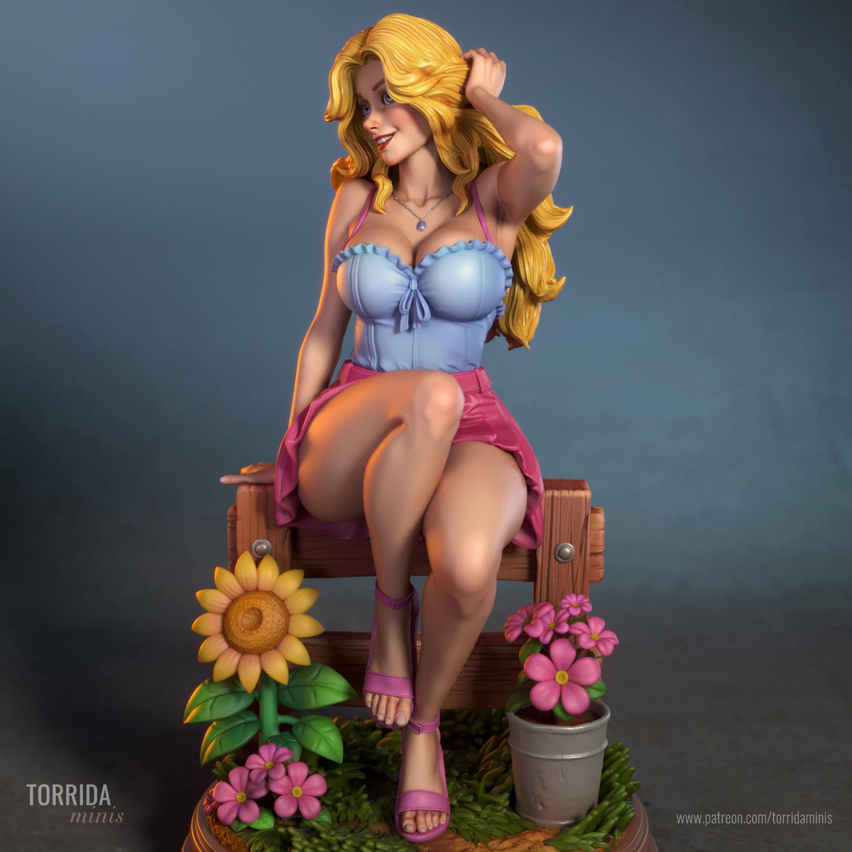 Country Farm Girl Pinup Adult 3D ABS Resin Figurine Model Kit