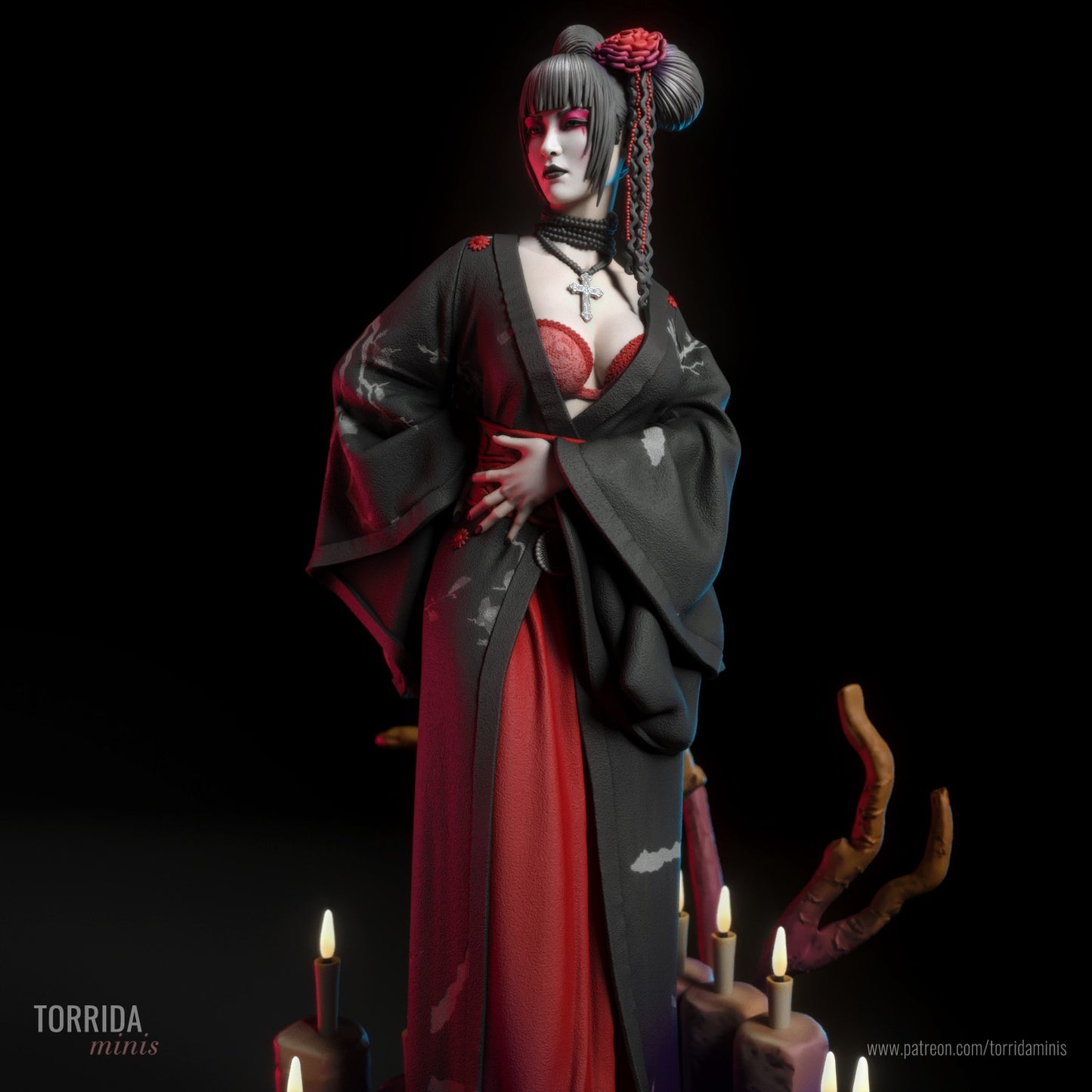 Gothic Geisha Adult 3D Resin Figurine Model Kit