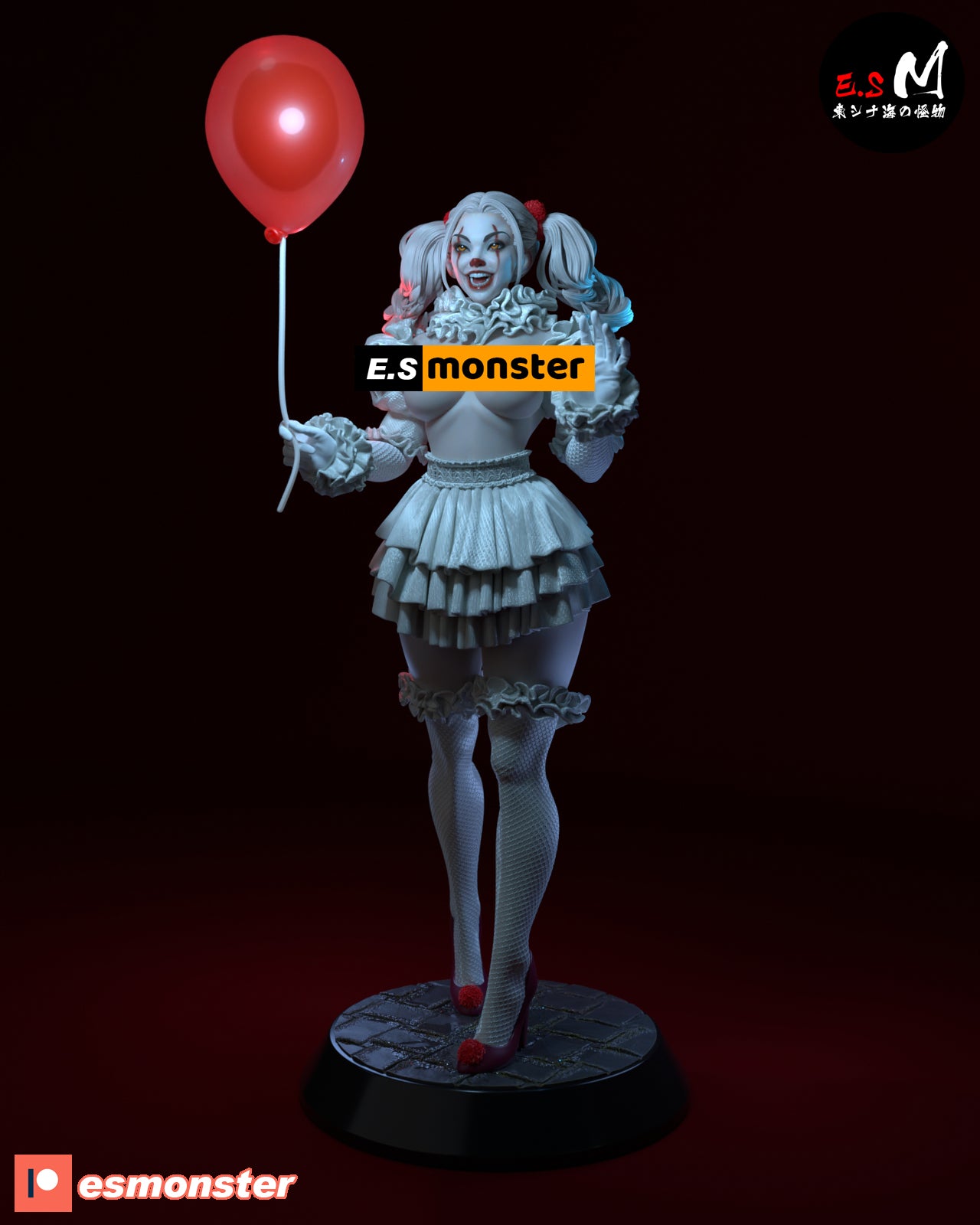 Killer Clown Adult Pinup 3D Resin Model