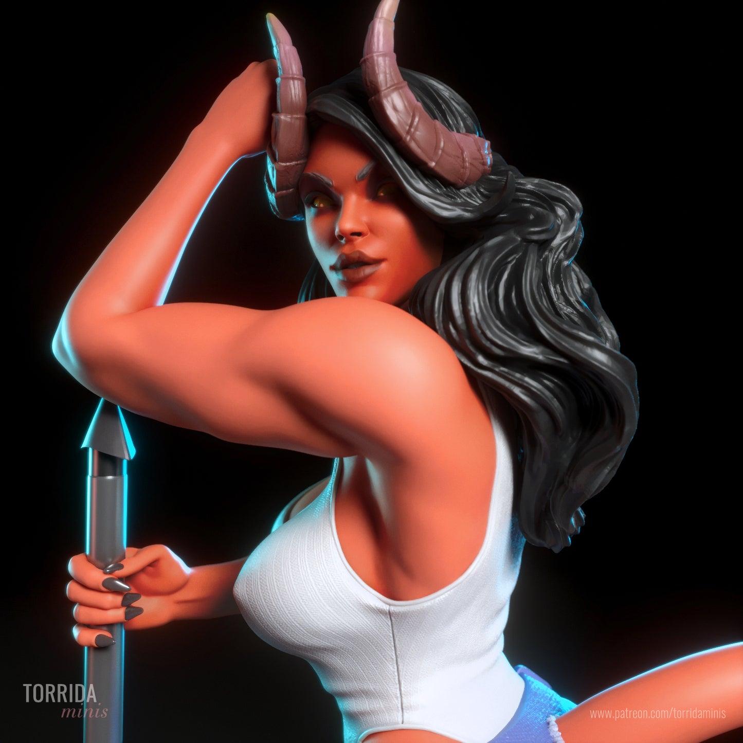 Half Demon Pinup Adult 3D Resin Figurine Model Kit