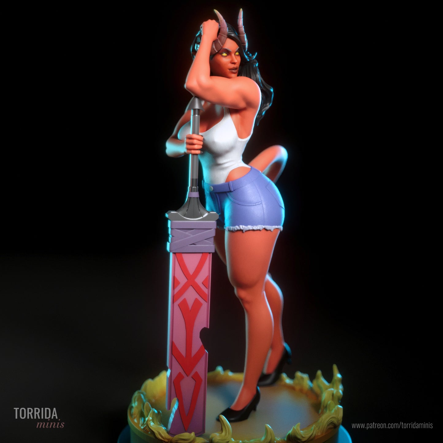 Half Demon Pinup Adult 3D Resin Figurine Model Kit