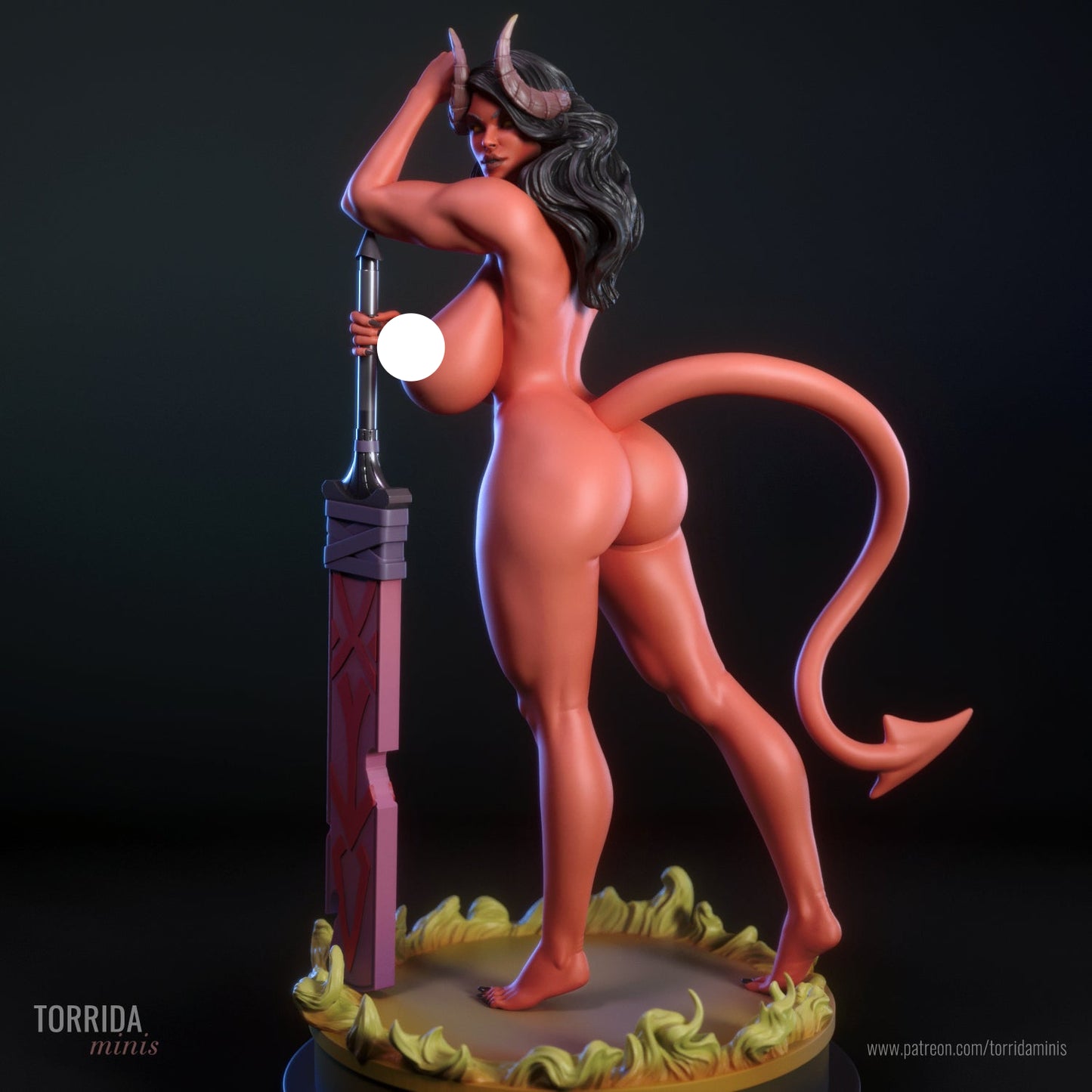 Half Demon Pinup Adult 3D Resin Figurine Model Kit