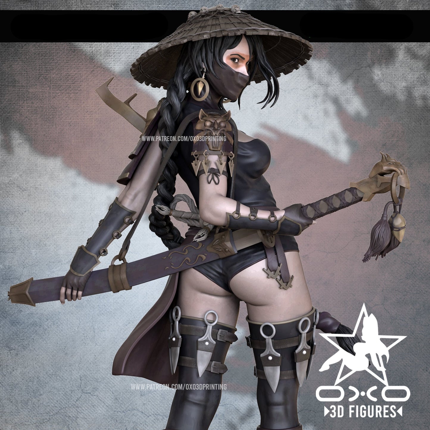 Ninja Assassin Pinup 3D Resin Figurine Model Kit