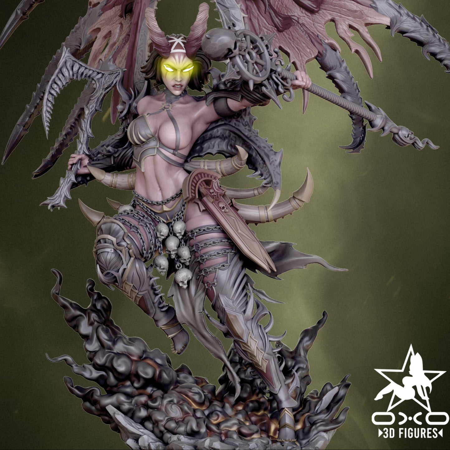 Demon Flame Pinup Adult 3D Resin Figurine Model Kit