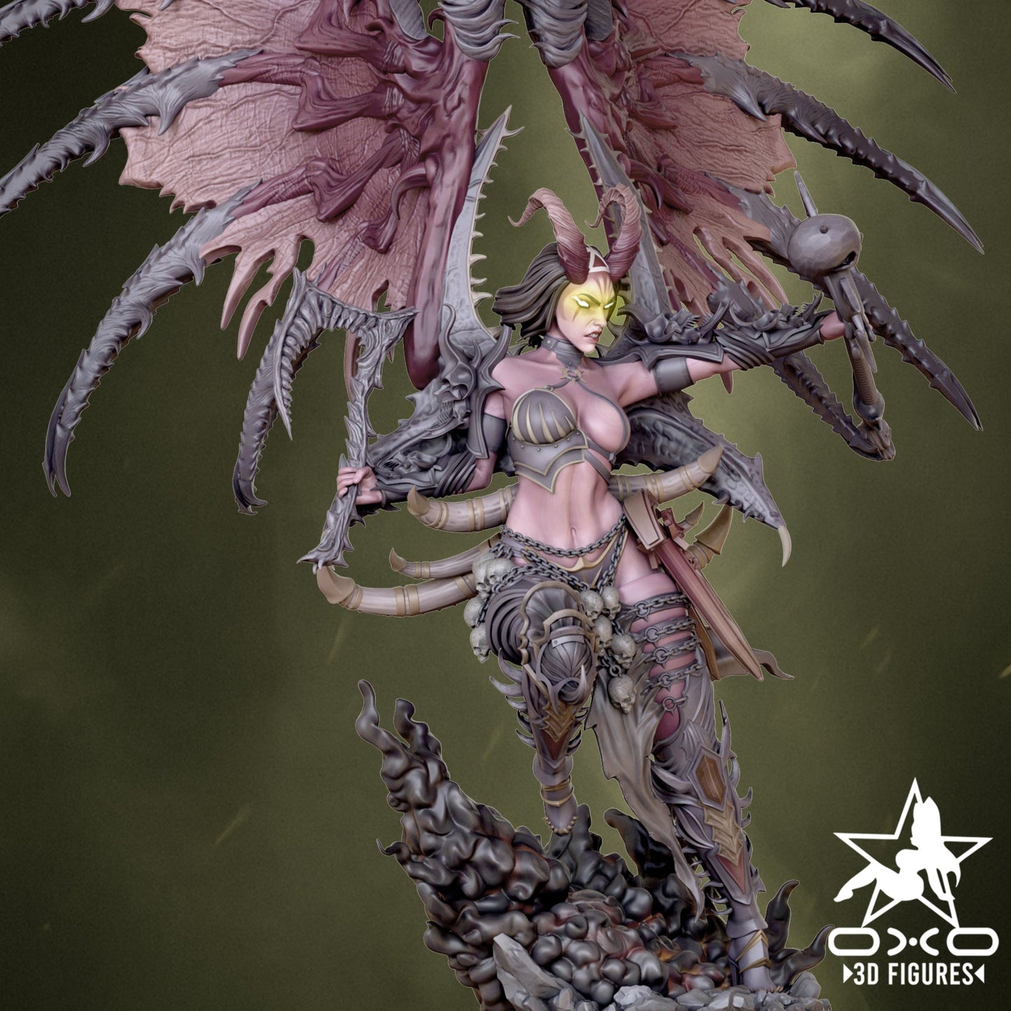 Demon Flame Pinup Adult 3D Resin Figurine Model Kit