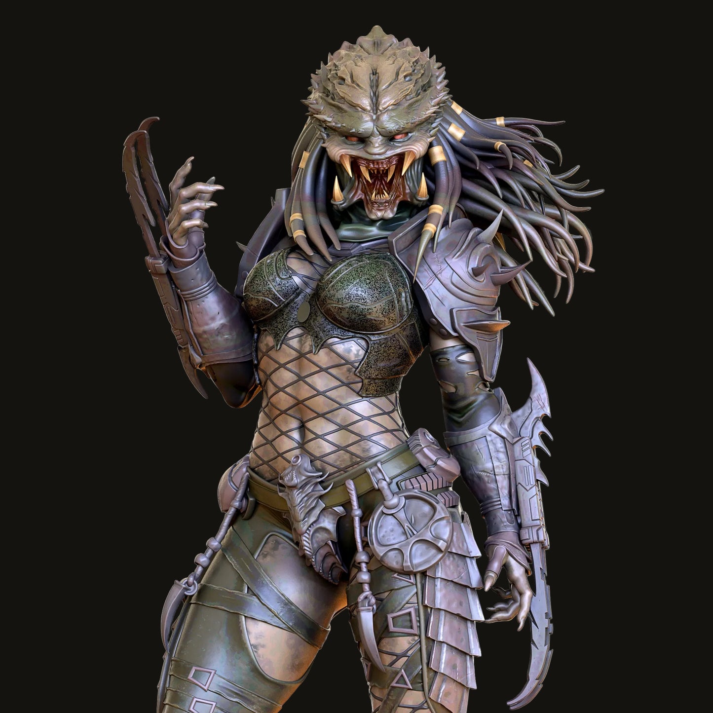 Female Trophy Hunter Alien Pinup Adult 3D Resin Figurine Model Kit