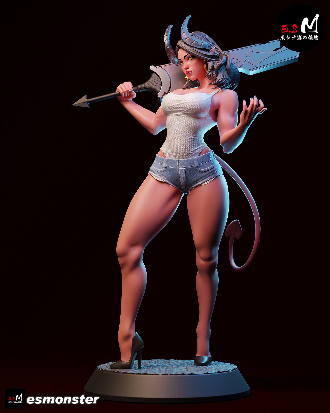Demon Heroine Girl Adult Pinup 3D Resin Model