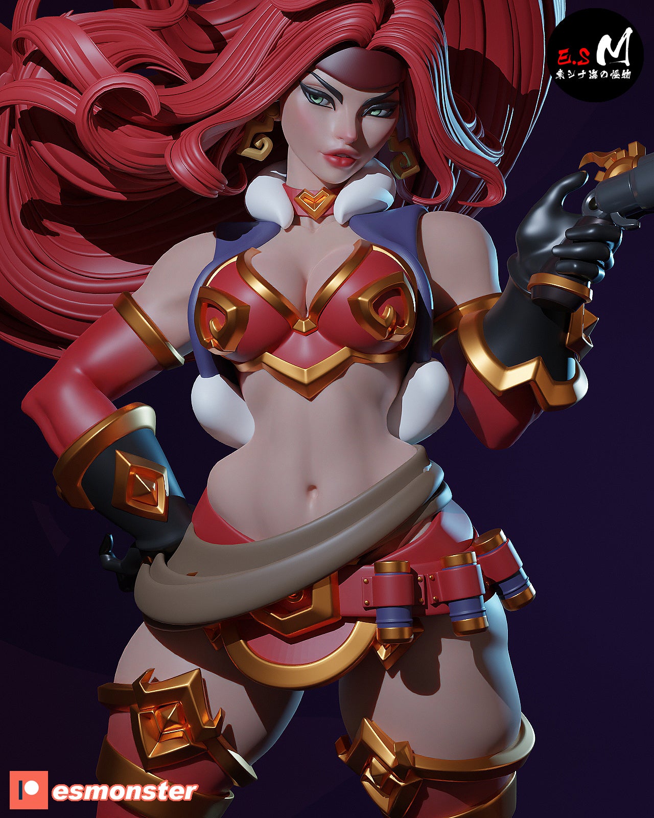 Outlaw Fighter Pinup 3D Resin Model