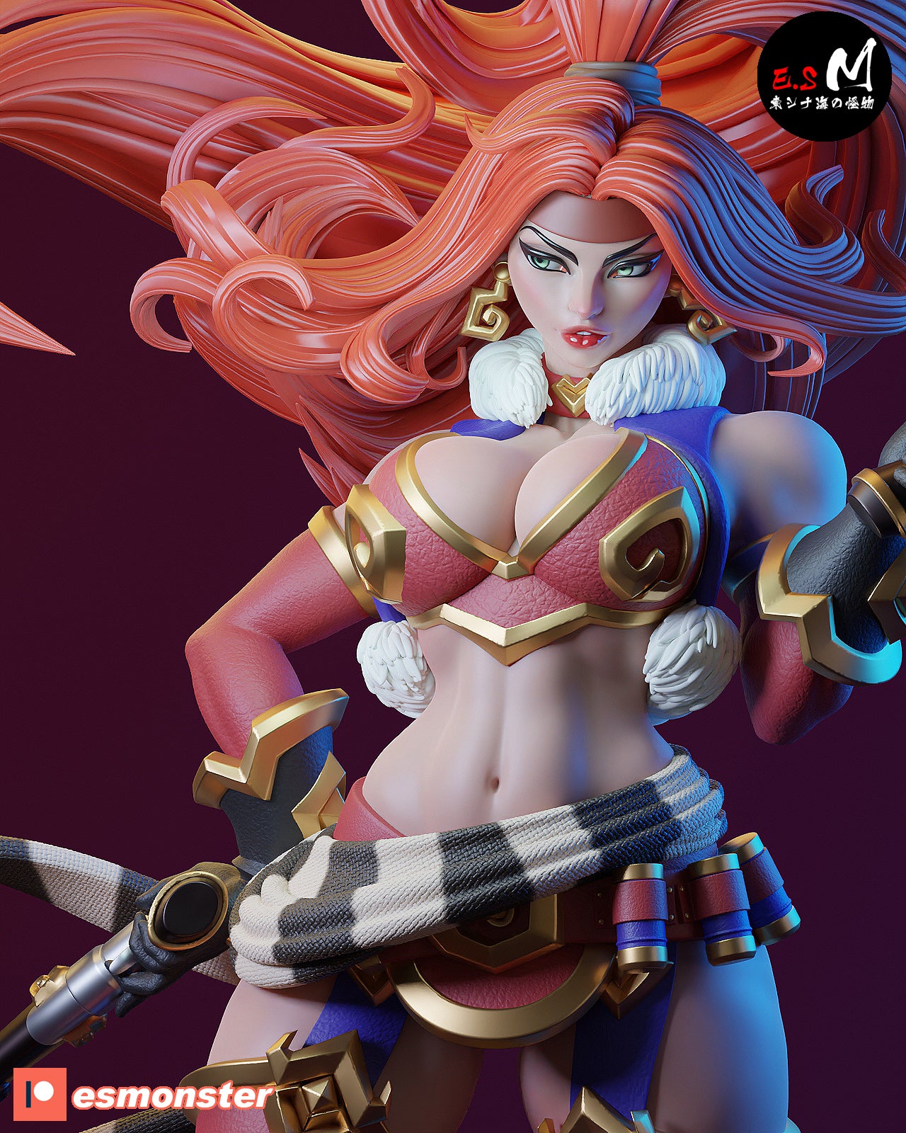 Outlaw Fighter Pinup 3D Resin Model