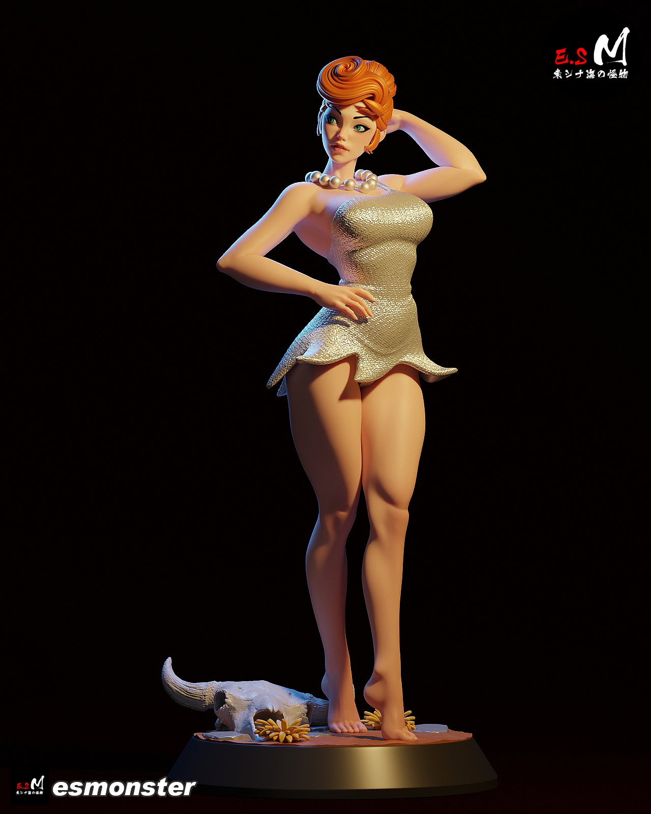 Cavewoman Red Girl Adult Pinup 3D Resin Model