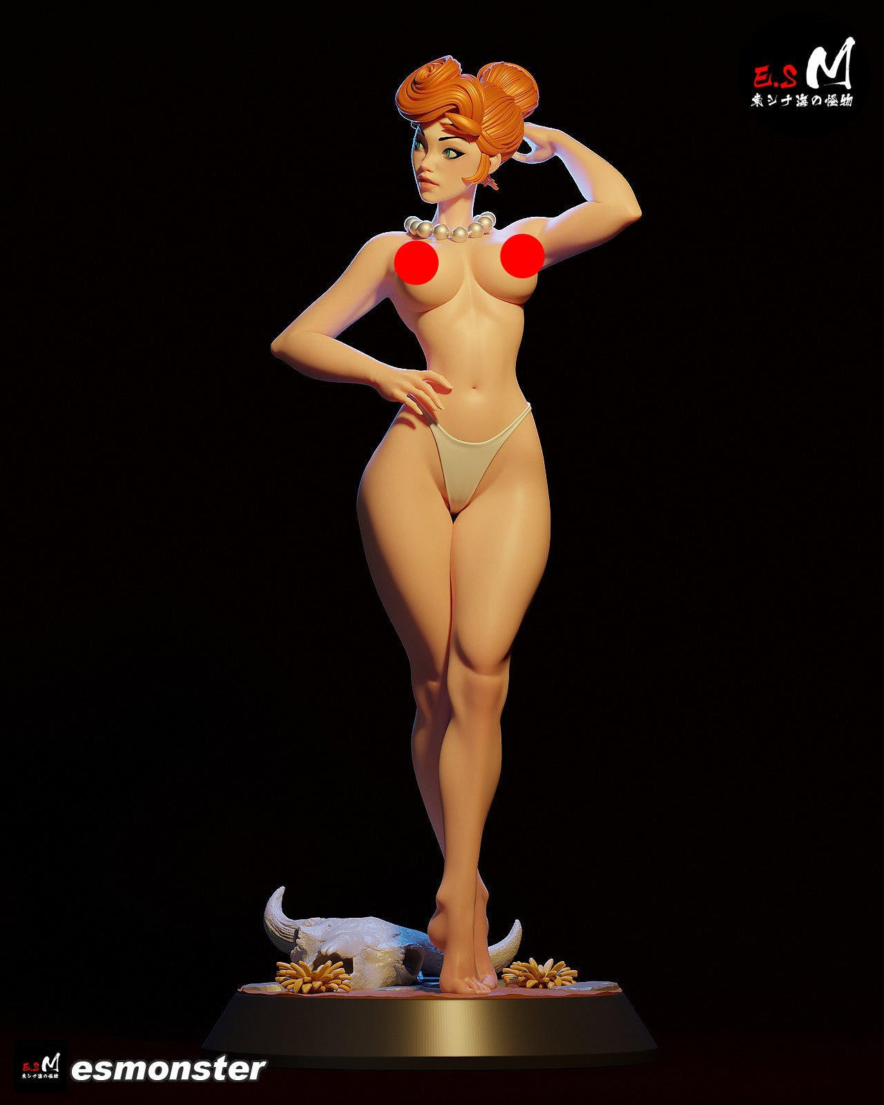 Cavewoman Red Girl Adult Pinup 3D Resin Model