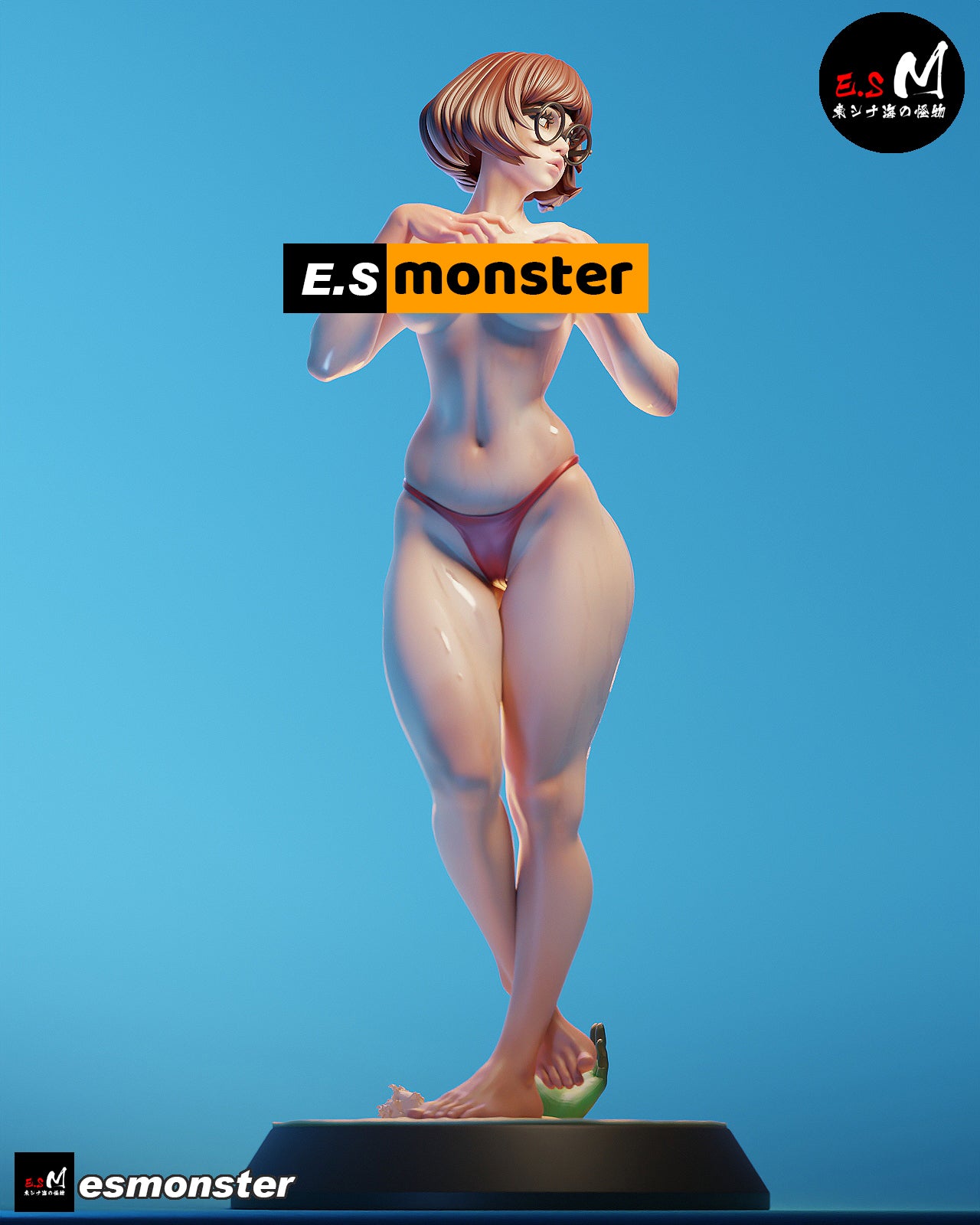 Nerdy Girl Beachwear Adult Pinup 3D Resin Model