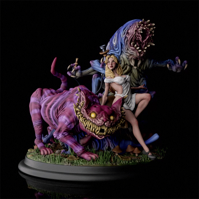 Alice with Caterpillar Diarama by SiryllArt Adult 3D Resin Figurine Model Kit