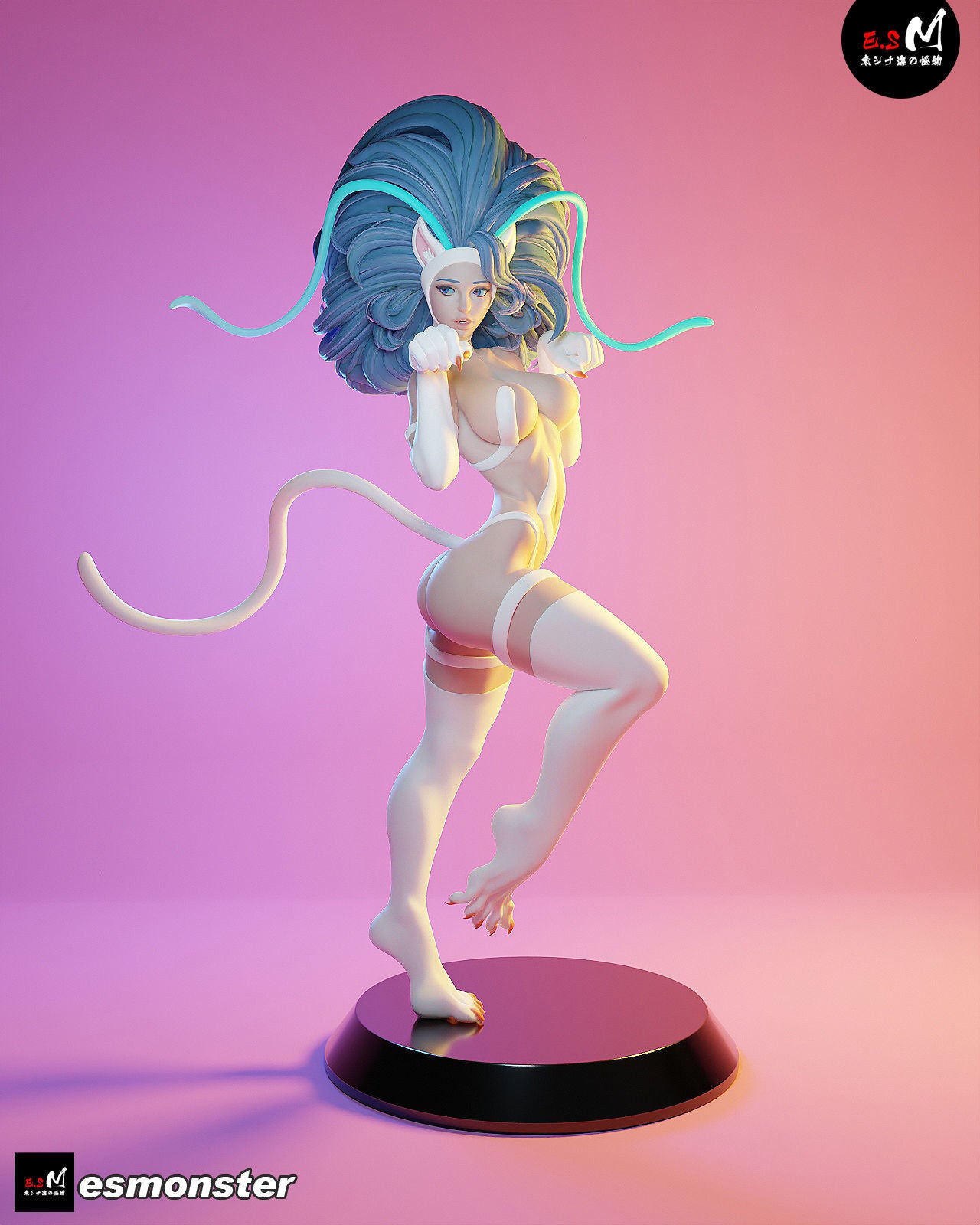 Feline Fighter Pinup 3D Resin Model