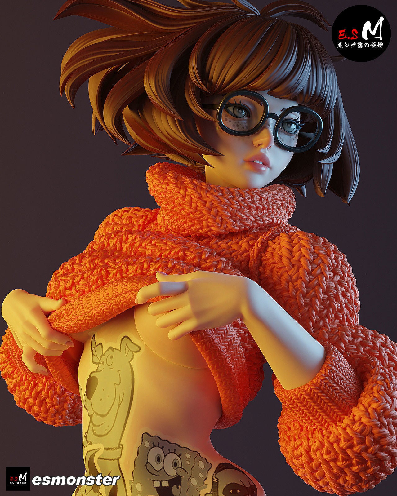 Cartoon Mystery Nerd Pinup 3D Resin Model.