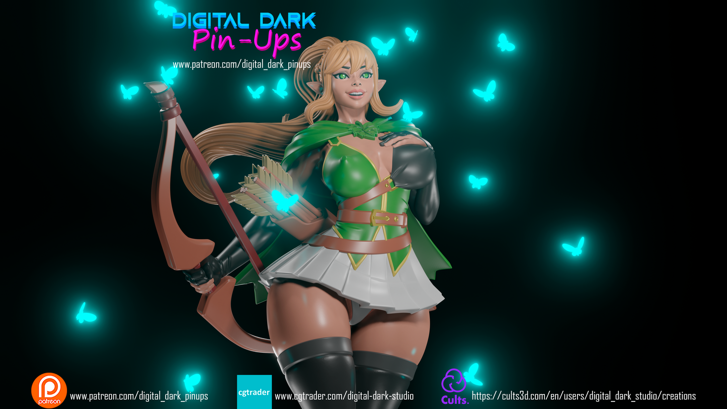 Elf Archer Pinup 3D Resin Figurine