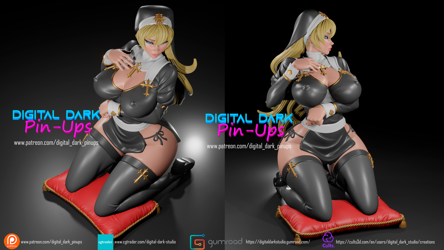 Kneeling Nun Adult 3D Resin Figurine Model Kit