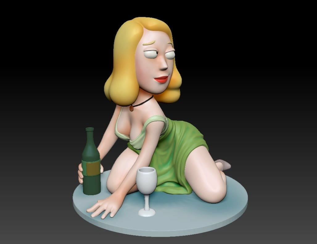 Drinking Mom Pinup 3D Resin Figurine Model Kit