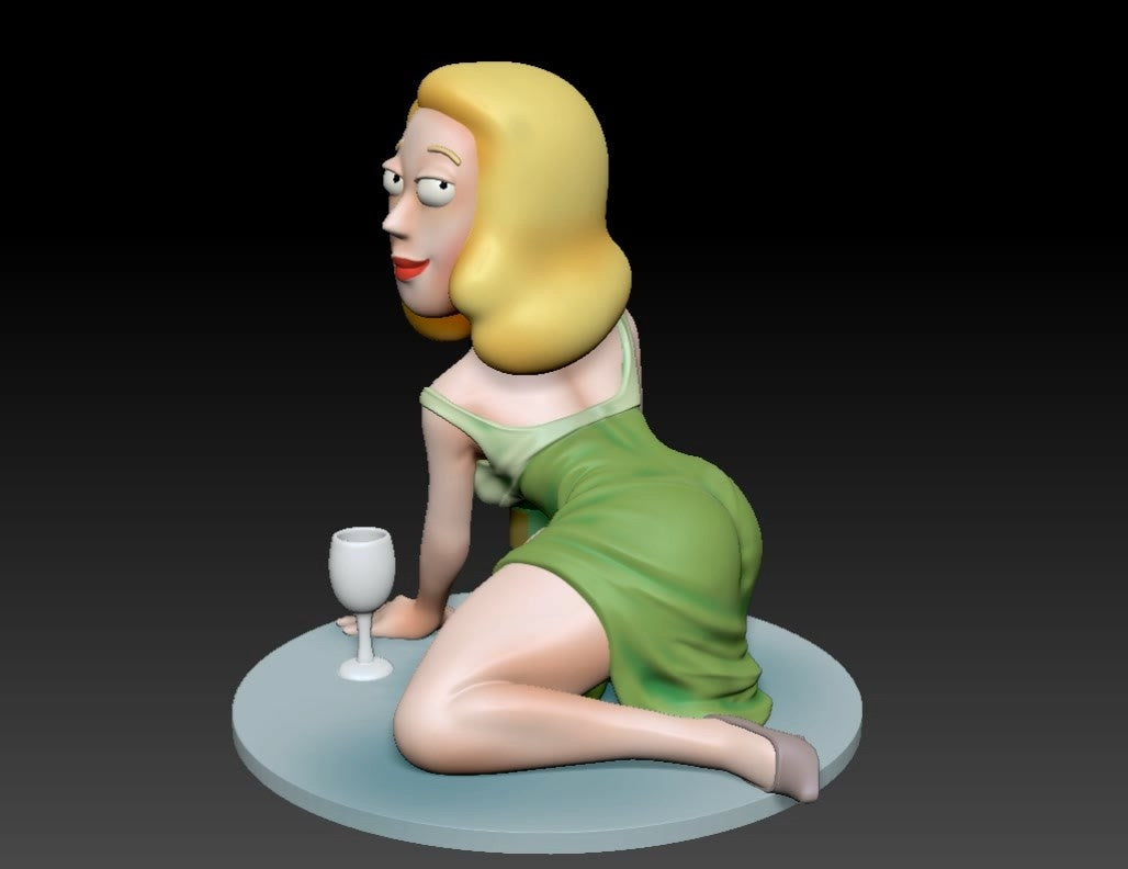 Drinking Mom Pinup 3D Resin Figurine Model Kit