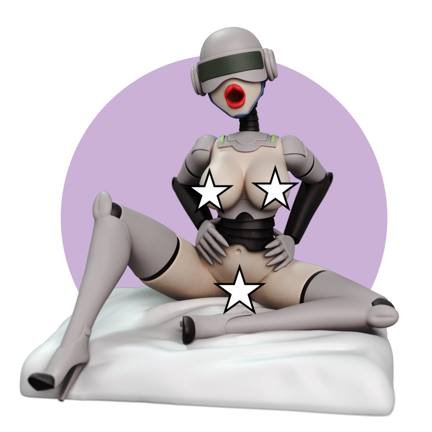 Sexy Cartoon Robot Adult 3D Resin Figurine Model Kit