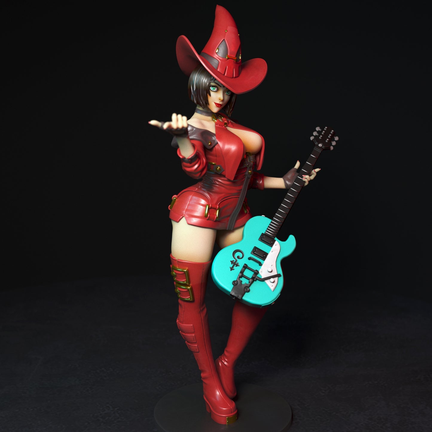 Guitar Girl Pinup Figurine Model Kit