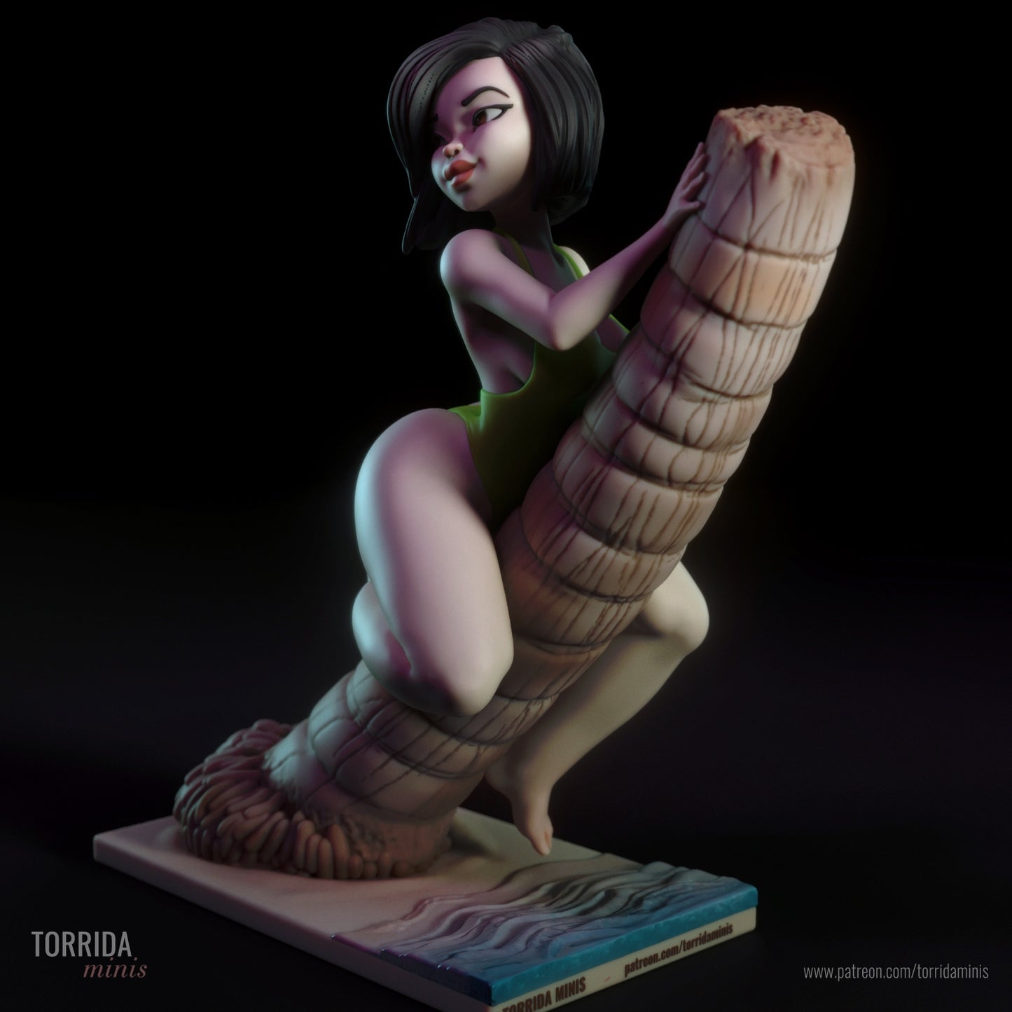 Hawaiian "Naka" on Palm Tree Adult Pinup 3D Resin Figurine Model Kit