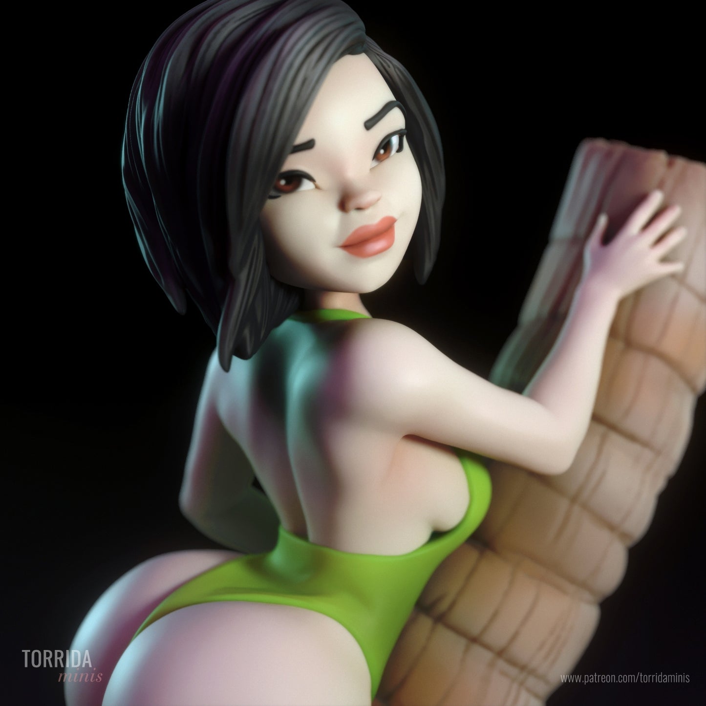 Hawaiian "Naka" on Palm Tree Adult Pinup 3D Resin Figurine Model Kit