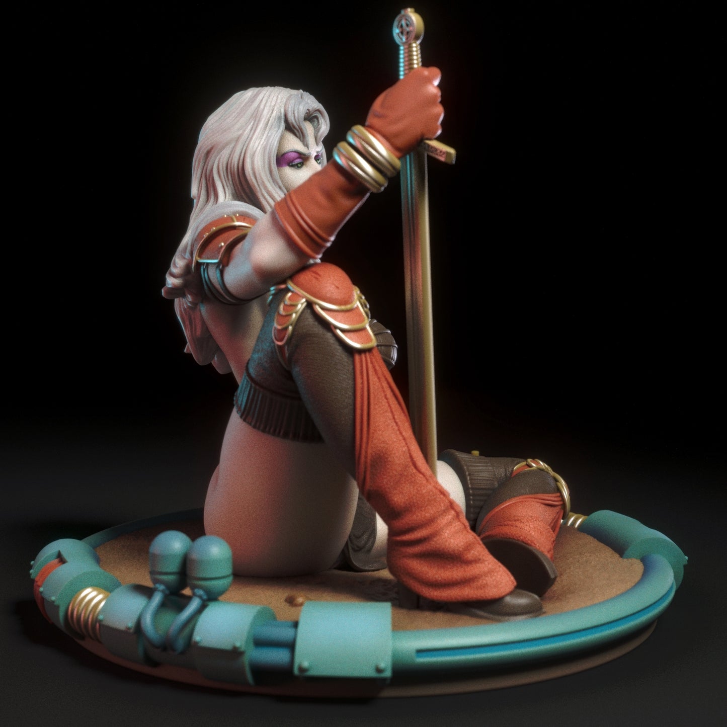 Rocker Warrior 3D Resin Figurine Model Kit