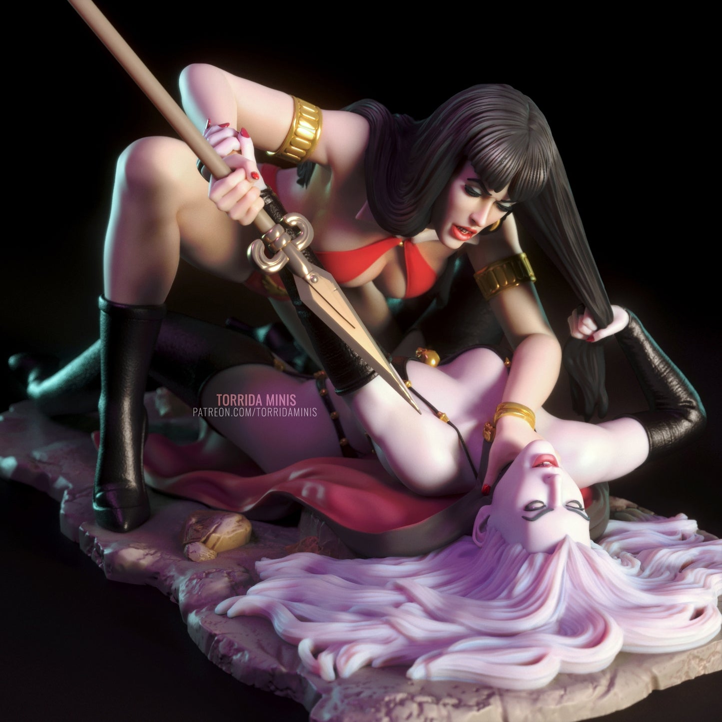 Sexy Vampire vs Death pinup 3D Figurine Model Kit