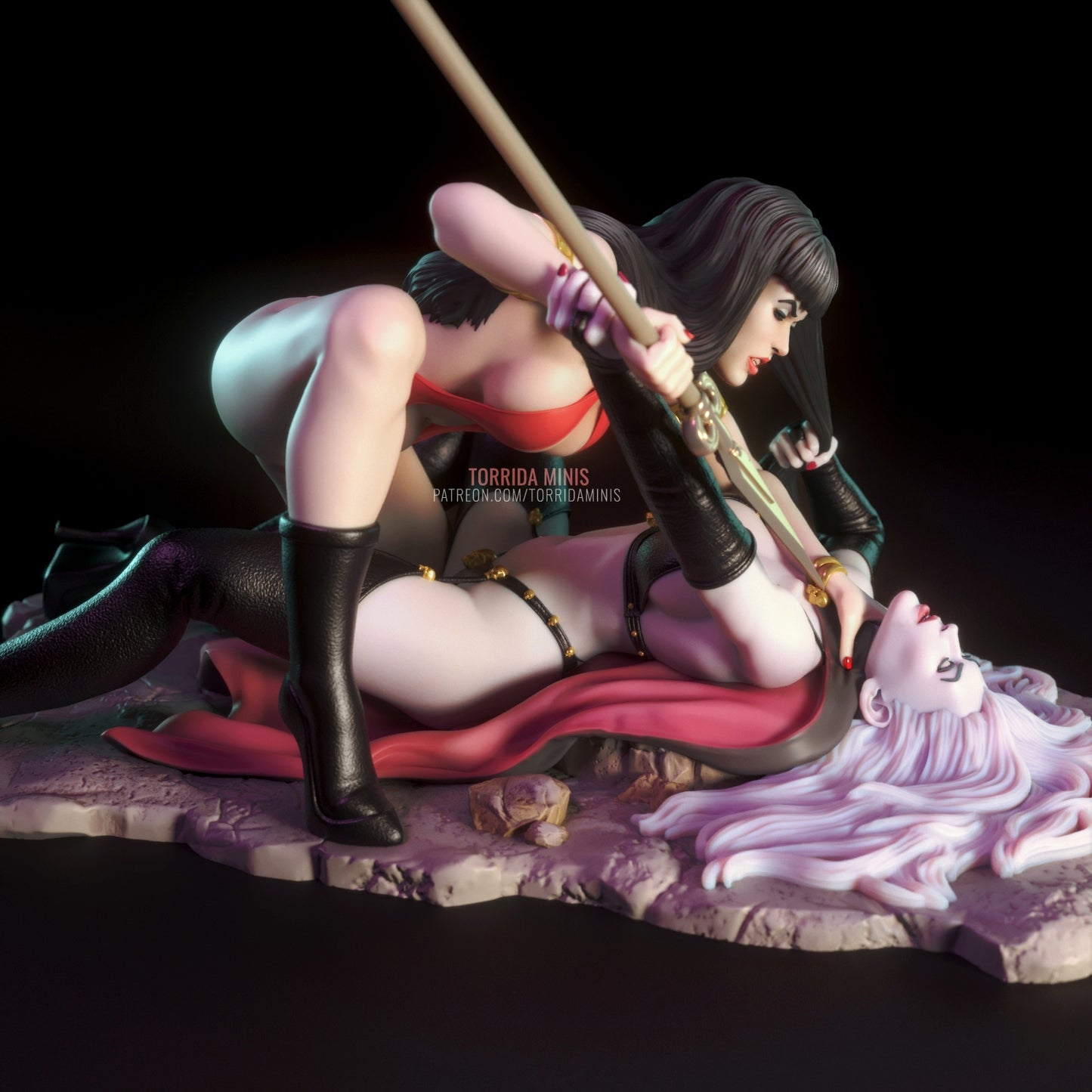 Sexy Vampire vs Death pinup 3D Figurine Model Kit