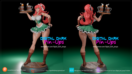 Barmaid Adult Pinup 3D Resin Figurine Model Kit