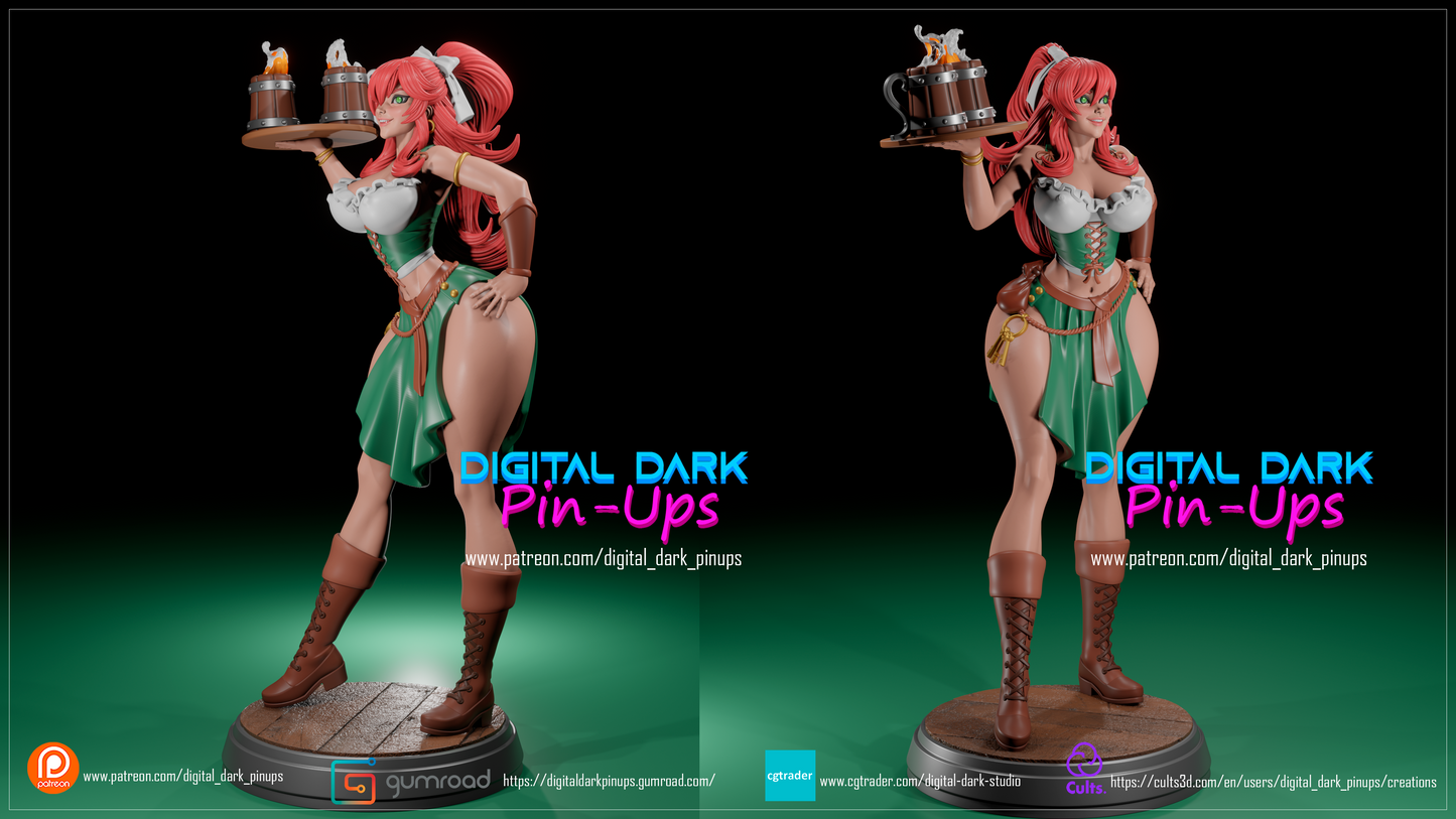 Barmaid Adult Pinup 3D Resin Figurine Model Kit