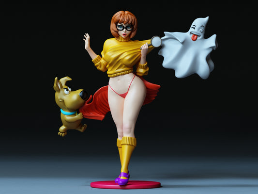 Nerdy Pinup girl with Ghost Pinup 3d Resin Figurine Kit