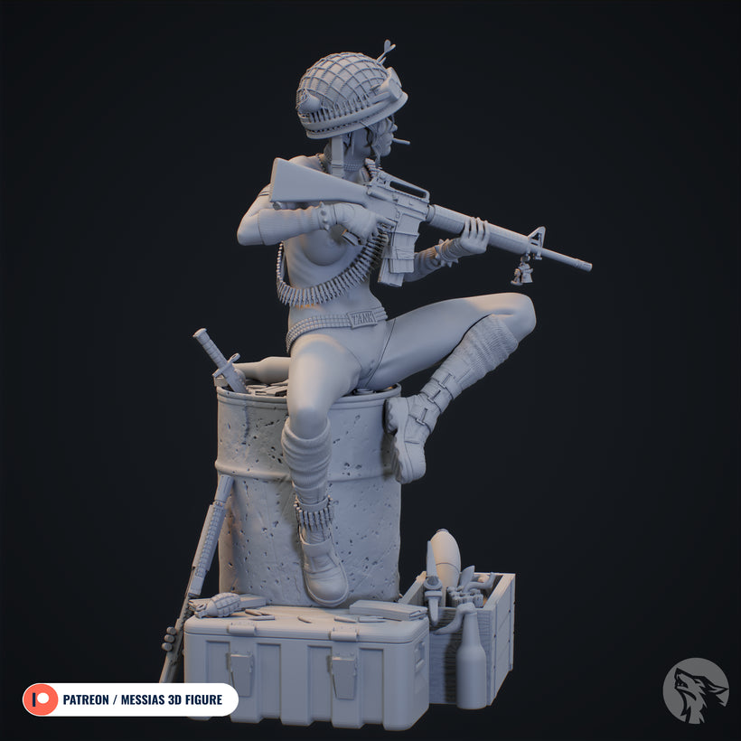 Apocalyptic Punk Girl Pinup 3d Figurine Kit