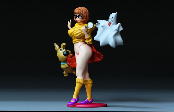 Nerdy Pinup girl with Ghost Pinup 3d Resin Figurine Kit